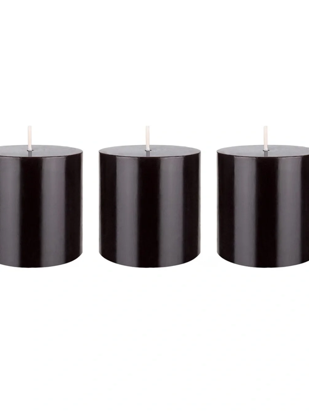 Black Unscented Pillar Candle Set of 3 - 3x3”